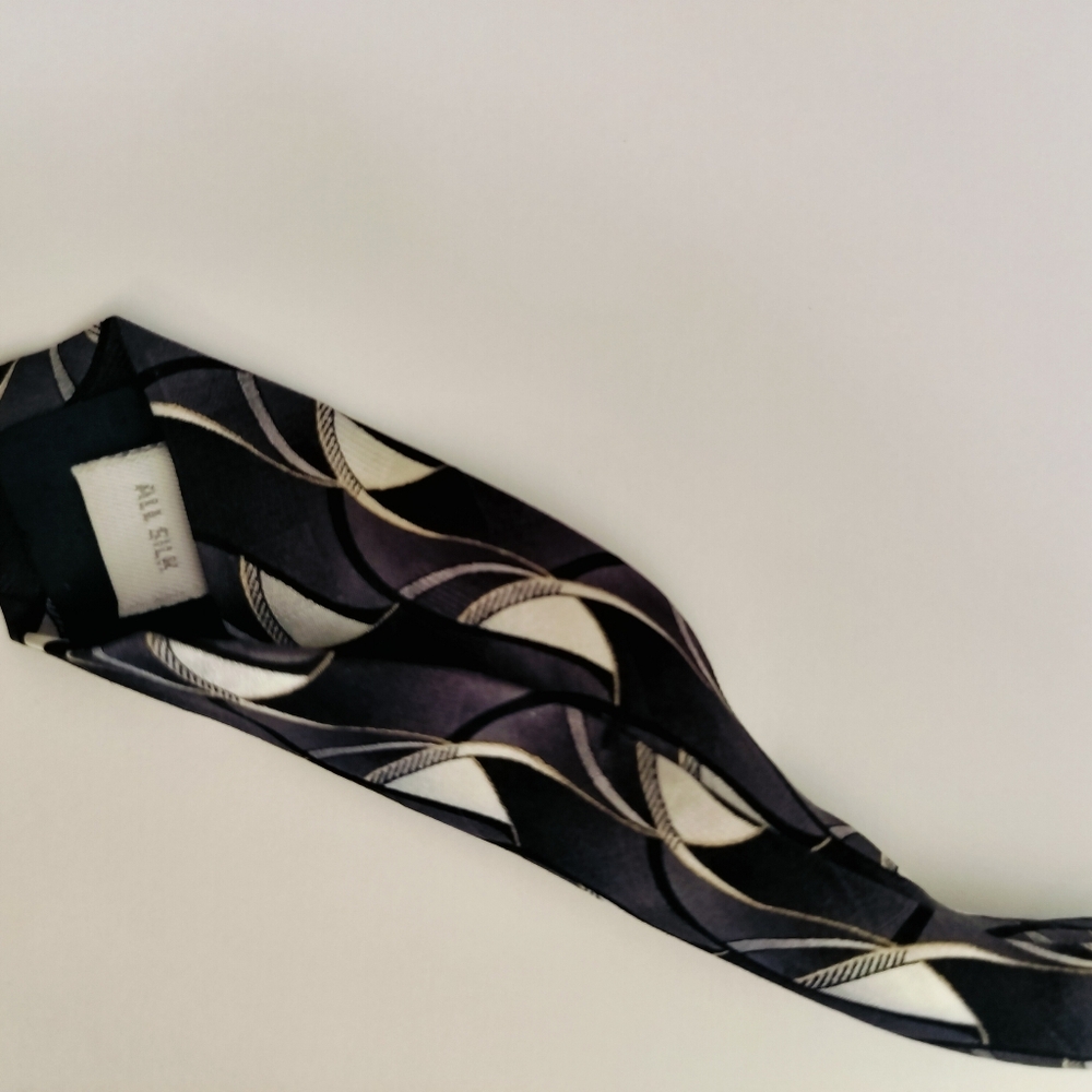 Pierre Cardin men's necktie neck tie silk black grey ombre white - Picture 3 of 4